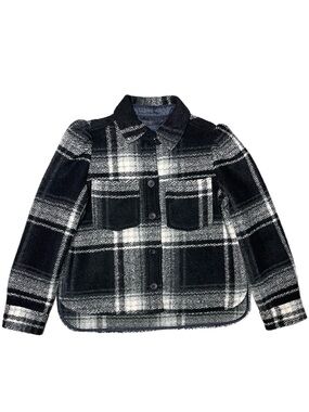 Gap Flannel Pattern Wool-Blend Button-Down Jacket